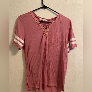 Moral Fiber criss cross top stripe laced up
